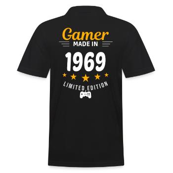 Gamer aus dem Jahr 1969 - Männer Poloshirt - Schwarz - Hinten - Kai (181cm)
