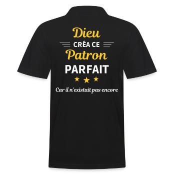 dieu créa le patron parfait humour de bureau - Polo Homme - noir - Dos - Kai (181cm)