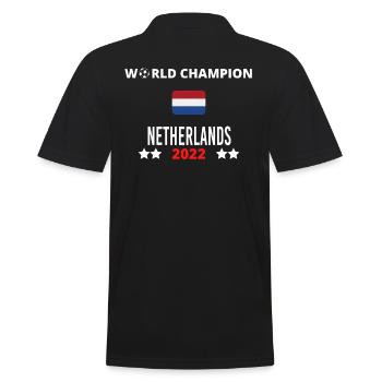 Niederländischer Weltmeister 2022 - Männer Poloshirt - Schwarz - Hinten - Kai (181cm)