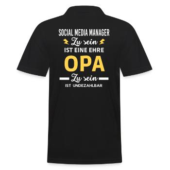 eine ehre OPA ist undezahlbar Social Media Manager - Männer Poloshirt - Schwarz - Hinten - Kai (181cm)