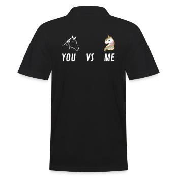 Du gegen mich HORSE UNICORN - Männer Poloshirt - Schwarz - Hinten - Kai (181cm)