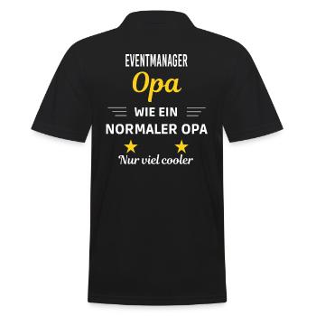 Opa wie ein normaler nur viel cooler Eventmanager - Männer Poloshirt - Schwarz - Hinten - Kai (181cm)