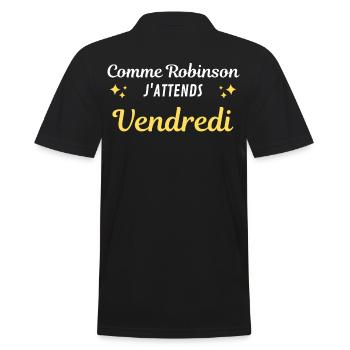 Comme Robinson j'attends vendredi - Polo Homme - noir - Dos - Kai (181cm)