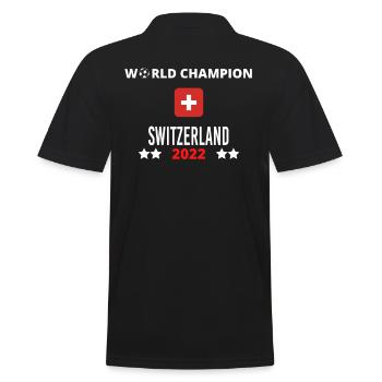 Schweizer Weltmeister 2022 - Männer Poloshirt - Schwarz - Hinten - Kai (181cm)
