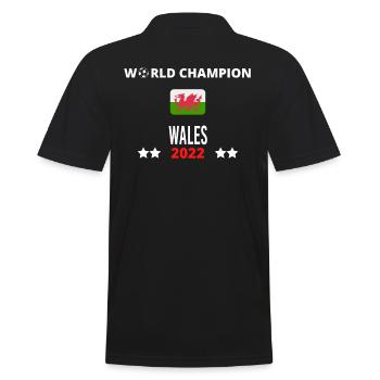 Wales Weltmeister 2022 - Männer Poloshirt - Schwarz - Hinten - Kai (181cm)