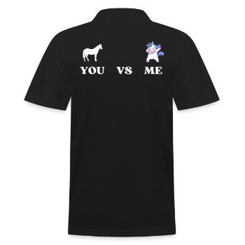 Du gegen mich PFERD EINHORN - Männer Poloshirt - Schwarz - Hinten - Kai (181cm)
