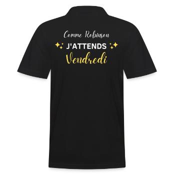 Comme Robinson j'attends vendredi - Polo Homme - noir - Dos - Kai (181cm)