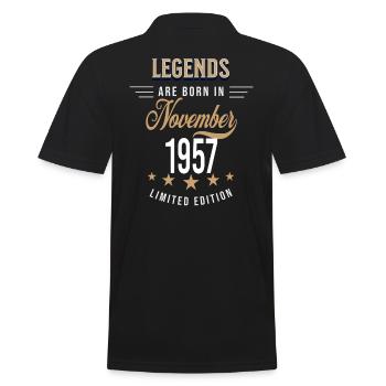 Legenden werden im November 1957 geboren - Männer Poloshirt - Schwarz - Hinten - Kai (181cm)