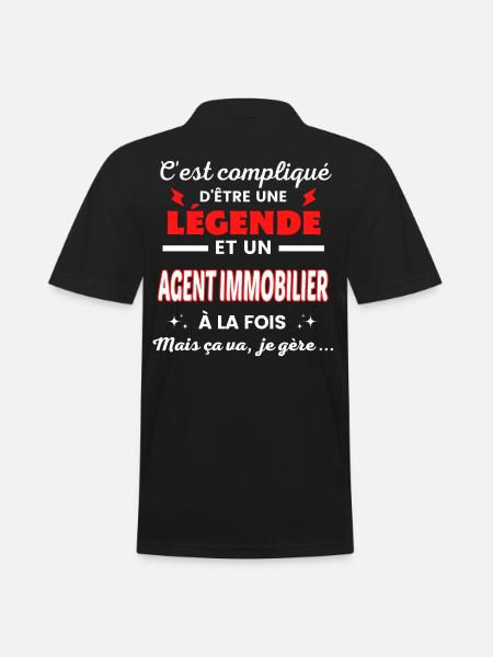 C'est compliqué phrase drôle AGENT IMMOBILIER - Polo Homme - noir