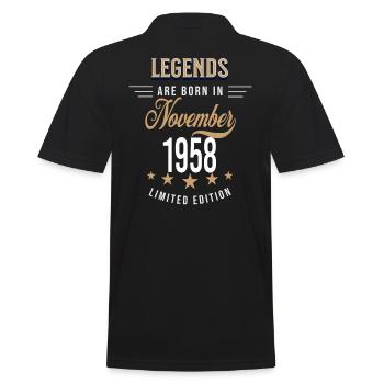 Legenden werden im November 1958 geboren - Männer Poloshirt - Schwarz - Hinten - Kai (181cm)