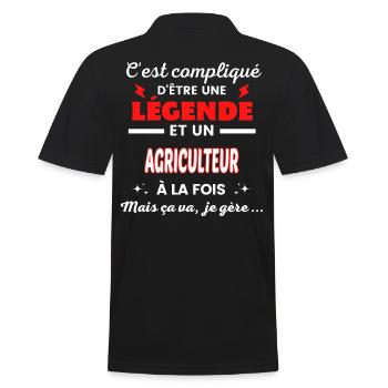 C'est compliqué phrase drôle AGRICULTEUR - Polo Homme - noir - Dos - Kai (181cm)