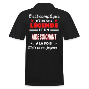 C'est compliqué phrase drôle AIDE SOIGNANT - Polo Homme - noir - Dos - Kai (181cm)
