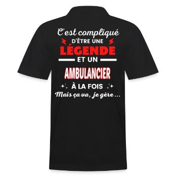 C'est compliqué phrase drôle AMBULANCIER - Polo Homme - noir - Dos - Kai (181cm)