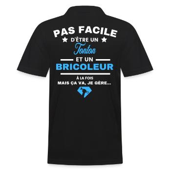 pas facile d'être Bricoleur et Tonton - Polo Homme - noir - Dos - Kai (181cm)
