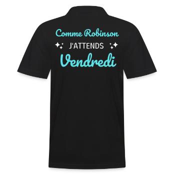 Comme Robinson j'attends vendredi - Polo Homme - noir - Dos - Kai (181cm)