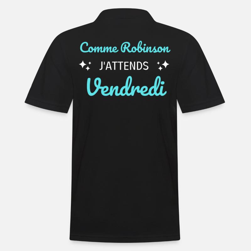 Comme Robinson j'attends vendredi - Polo Homme - noir