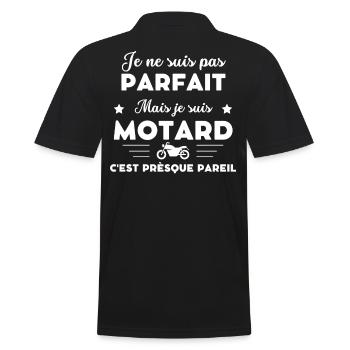 je ne suis pas parfait motard humour - Polo Homme - noir - Dos - Kai (181cm)