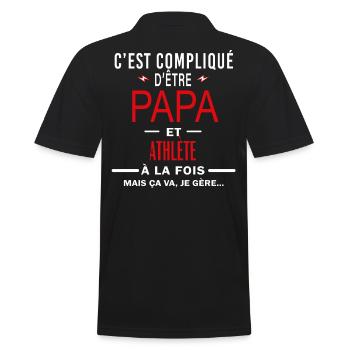 papa Et ATHLÈTE cadeau citation - Polo Homme - noir - Dos - Kai (181cm)