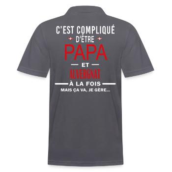 papa Et AUVERGNAT cadeau citation - Polo Homme - charbon - Dos - Nico (186cm)