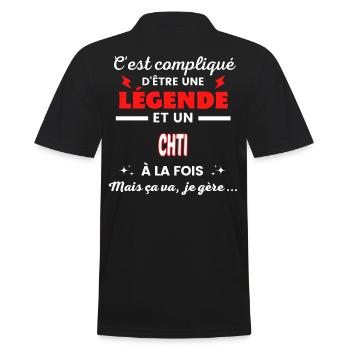 C'est compliqué phrase drôle CHTI - Polo Homme - noir - Dos - Kai (181cm)