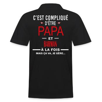 papa Et BARMAN cadeau citation - Polo Homme - noir - Dos - Kai (181cm)
