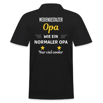 Opa wie normaler nur viel cooler Mediengestalter - Männer Poloshirt - Schwarz - Hinten - Kai (181cm)