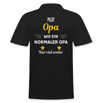 Opa wie ein normaler nur viel cooler Pilot - Männer Poloshirt - Schwarz - Hinten - Kai (181cm)