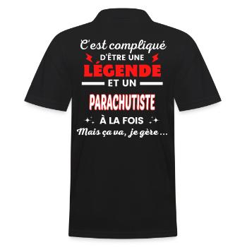 C'est compliqué phrase drôle PARACHUTISTE - Polo Homme - noir - Dos - Kai (181cm)