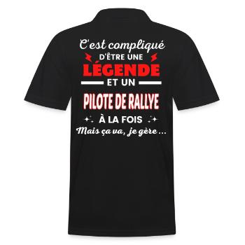 C'est compliqué phrase drôle PILOTE DE RALLYE - Polo Homme - noir - Dos - Kai (181cm)