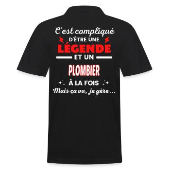 C'est compliqué phrase drôle PLOMBIER - Polo Homme - noir - Dos - Kai (181cm)