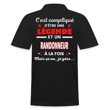 C'est compliqué phrase drôle RANDONNEUR - Polo Homme - noir - Dos - Kai (181cm)