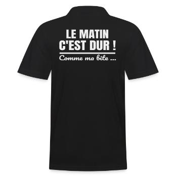 Le matin c'est dur comme ma bite - Polo Homme - noir - Dos - Kai (181cm)