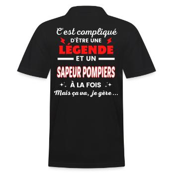 C'est compliqué phrase drôle SAPEUR POMPIERS - Polo Homme - noir - Dos - Kai (181cm)