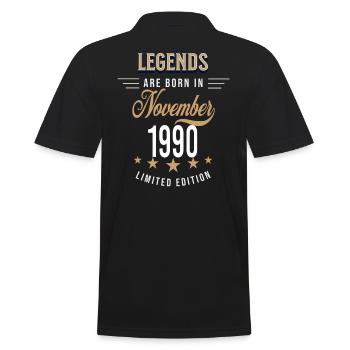 Legenden werden im November 1990 geboren - Männer Poloshirt - Schwarz - Hinten - Kai (181cm)