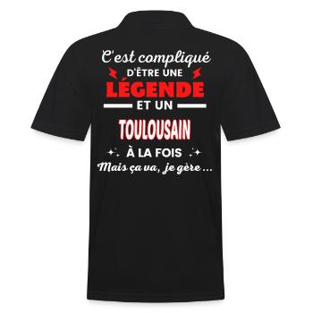 C'est compliqué phrase drôle TOULOUSAIN - Polo Homme - noir - Dos - Kai (181cm)