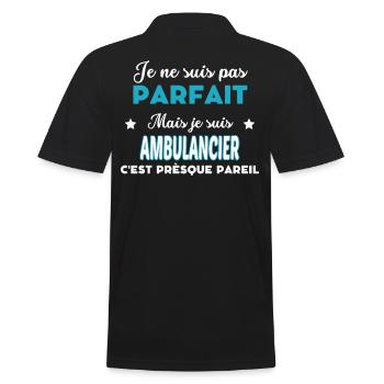 je ne suis pas parfait humour AMBULANCIER - Polo Homme - noir - Dos - Kai (181cm)