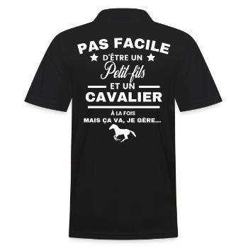 pas facile d'être cavalier et Petit-fils - Polo Homme - noir - Dos - Kai (181cm)