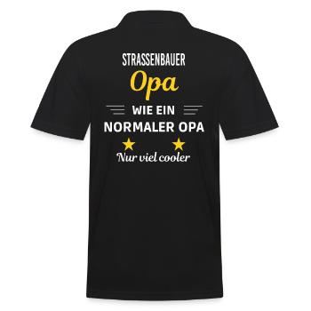 Opa wie ein normaler nur viel cooler Straßenbauer - Männer Poloshirt - Schwarz - Hinten - Kai (181cm)