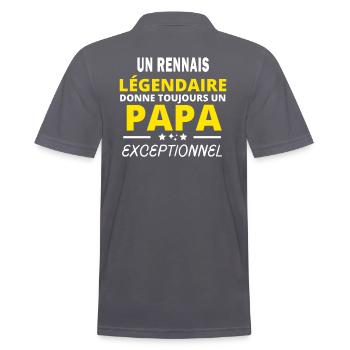 RENNAIS légendaire drôle papa exceptionnel fete - Polo Homme - charbon - Dos - Nico (186cm)