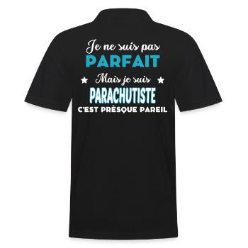 je ne suis pas parfait humour PARACHUTISTE - Polo Homme - noir - Dos - Kai (181cm)