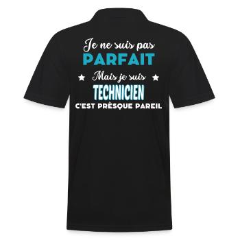 je ne suis pas parfait humour TECHNICIEN - Polo Homme - noir - Dos - Kai (181cm)