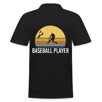 Retro Vintage Sunset Évolution Baseball - Männer Poloshirt - Schwarz - Hinten - Kai (181cm)
