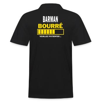 BARMAN bourré HUMOUR - Polo Homme - noir - Dos - Kai (181cm)