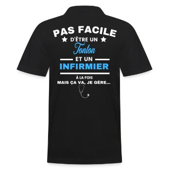 pas facile d'être INFIRMIER et Tonton - Polo Homme - noir - Dos - Kai (181cm)