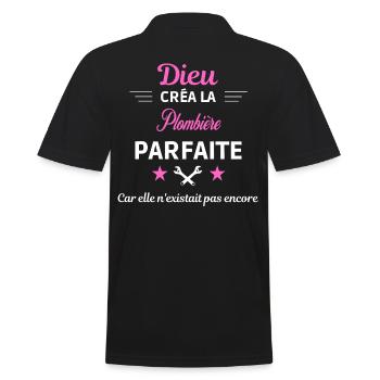 dieu créa la parfaite humour Plombière - Polo Homme - noir - Dos - Kai (181cm)