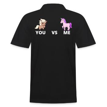 Du gegen mich PFERD EINHORN - Männer Poloshirt - Schwarz - Hinten - Kai (181cm)