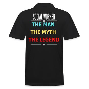 The Man The Myth The Legend SOCIAL WORKER - Men's Polo Shirt - black - Back - Kai (181cm)