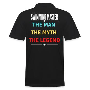 The Man The Myth The Legend SWIMMING MASTER - Men's Polo Shirt - black - Back - Kai (181cm)