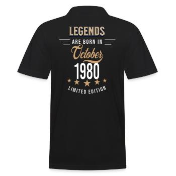 Legenden werden im Oktober 1980 geboren - Männer Poloshirt - Schwarz - Hinten - Kai (181cm)