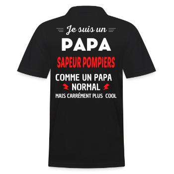 Je suis un PAPA SAPEUR POMPIERS - Polo Homme - noir - Dos - Kai (181cm)